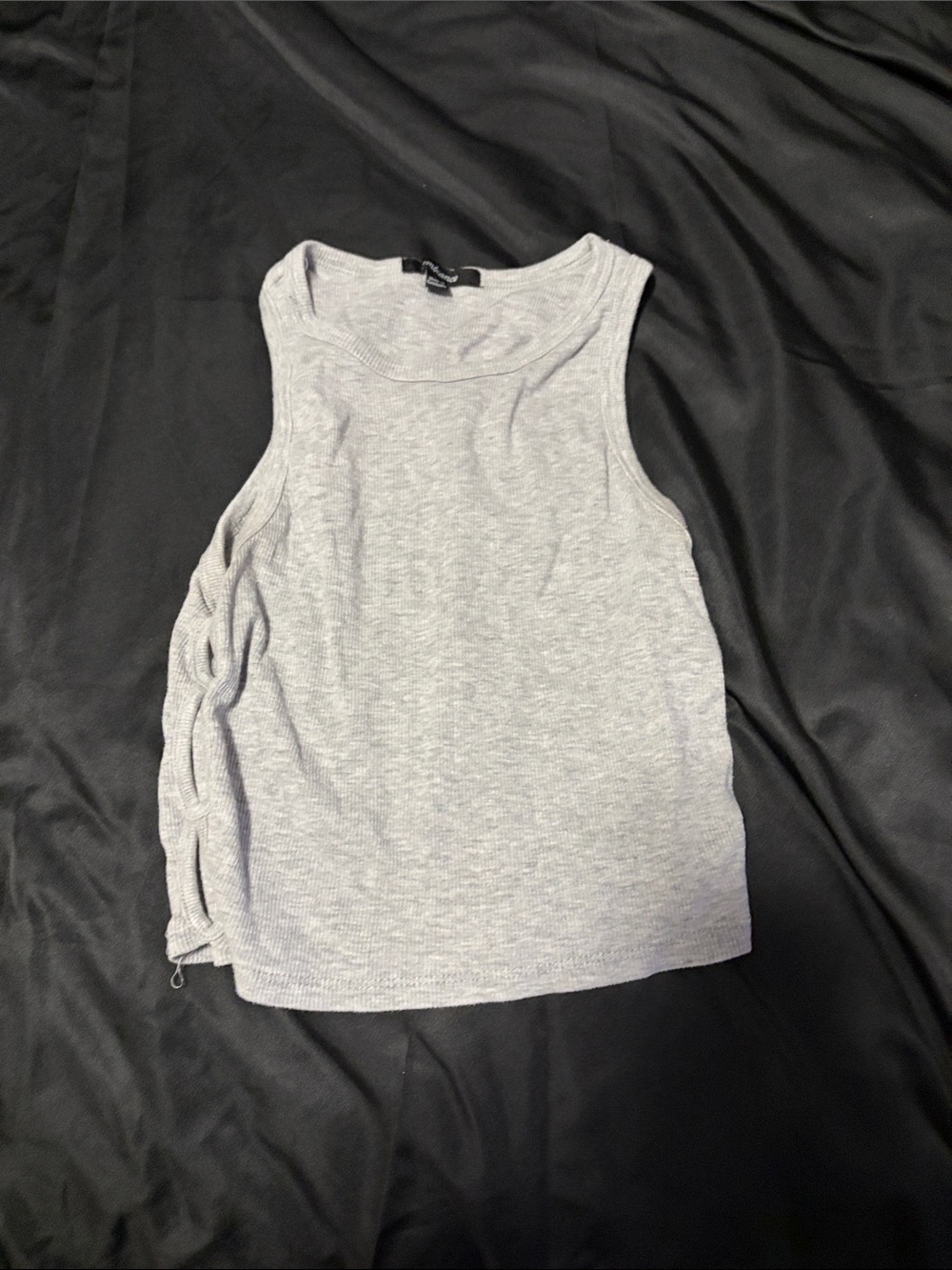 Ambiance Light Gray Ribbed Side-Tie Tank